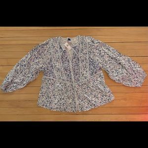 Button Down Peasant Blouse